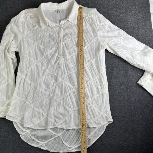 Sundance White Patchwork Button Shirt M 100% Cotton Boho Blouse - Picture 2 of 10